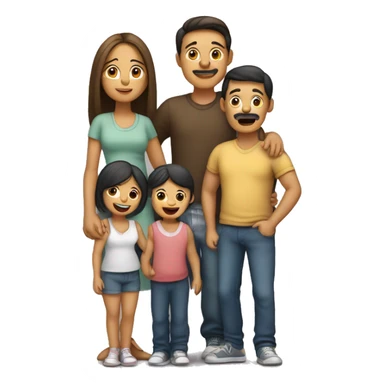 familia de papa, mama, dos niñas, un bebe y un perro sticker