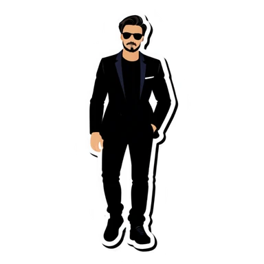 cool guy in black attire sticker