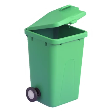 Draw a Pixar-style trash can. The view should be at an angle, as in the reference. Do not use the face, eye, and mouth. sticker