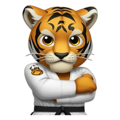 Tiger with evil face  jiu-jitsu black belt with his arms crossed sticker