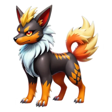 Shiny Gothic Exotic Punk’ish Cool Colorful Epic Futuristic Houndoom-Arcanine-Zorua-Torracat-Pokémon-Fakémon-hybrid-creature sticker