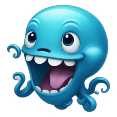 cute blue kraken laugh sticker