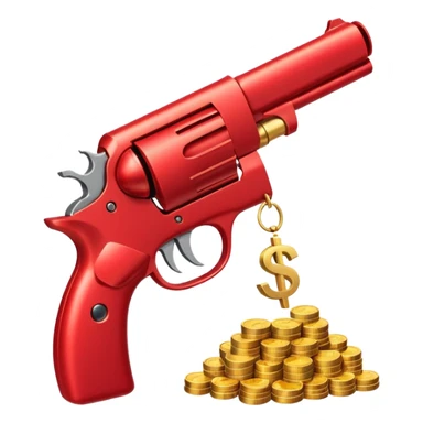 Dollars are pouring out of a red TikTok money-spinning gun "Sugar Daddy" sticker