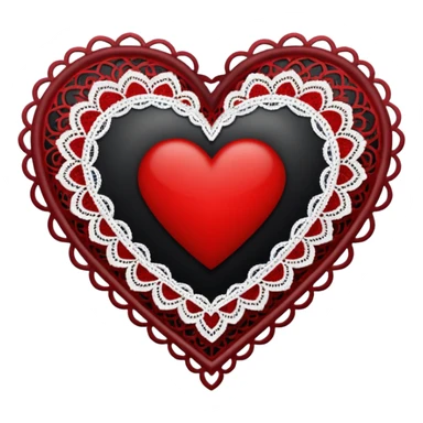 black heart with red center amd white lace sticker