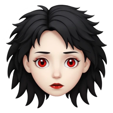 Человек с бледной кожей с красными глазами с чёрными волосами до ушей растрепанные sticker