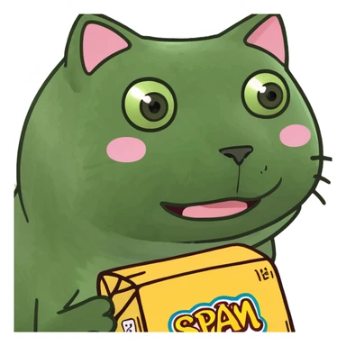 kawaii pink cat with spam sticker