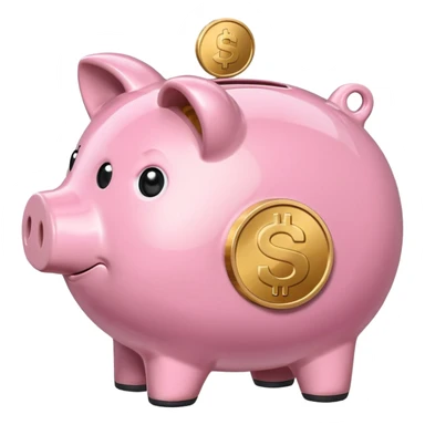 piggy bank with a coin, representing saving money sticker
