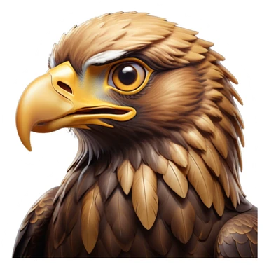 Cinematic Comical Golden Eagle Portrait Emoji, Head tilted dramatically with an exaggeratedly shocked expression, featuring a striking, broad-beaked form with wide, comically expressive eyes full of playful disbelief and richly textured golden feathers, Simplified yet hilariously expressive features, highly detailed, glowing with a slightly sassy amber glow, high shine, dramatic yet playful, stylized with an air of cheeky aerial mischief, soft glowing outline, capturing the essence of a meme-worthy golden eagle that looks ready to side-eye its way into viral fame! sticker