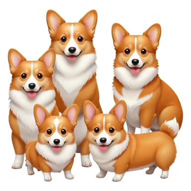 5 corgis, the mom, the dad, a boy and two girls all dogs  sticker