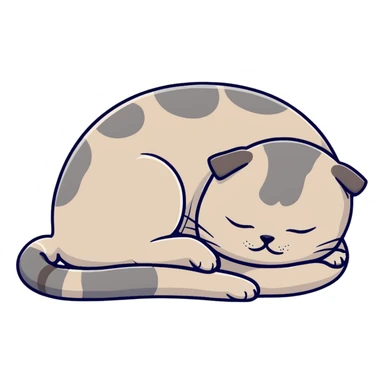 a peaceful sleeping Scottish fold cat with folded ears snoozing sticker
