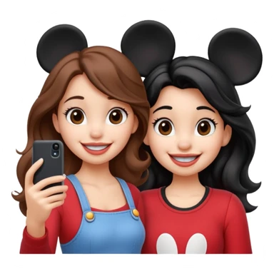 Haz un dos chicad una la bella de Disney y la otra uo con el pelo rizado largo haciendose un selfie como si et UVI ETB en el perquè de isney sticker