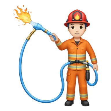 A hand holding a water hose and extinguishing the fire sticker