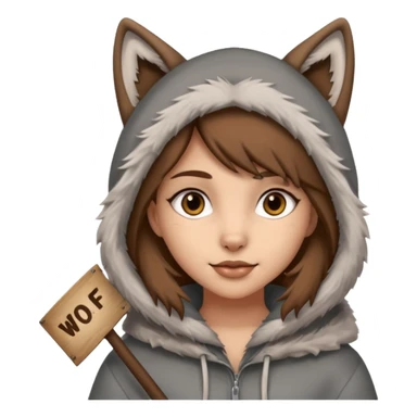 Wolf girl holding a banner that say #Wolf99 sticker