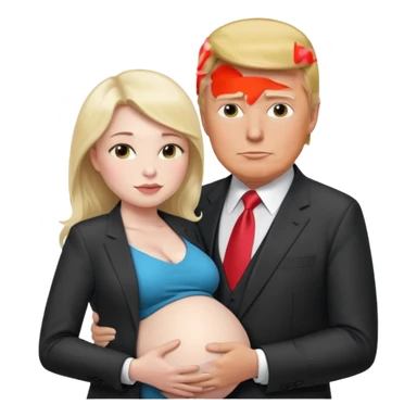 Pregnant Elon Musk with Donald Trump holding him in his arms sticker