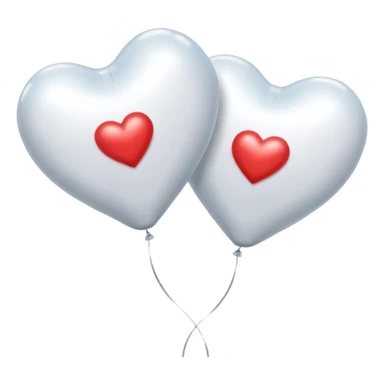 2 white Satin hearts balloons  sticker