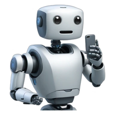 robot sosteniendo un celular sticker