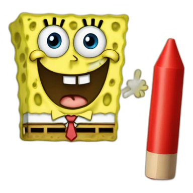 spongebob is arabic holding red chalk sticker