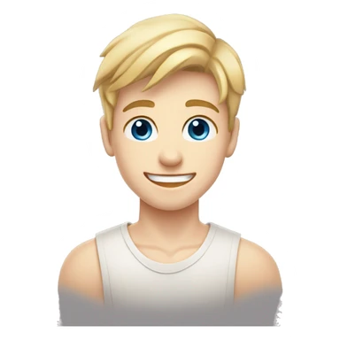 confident happy clean shaven pale teen boy with short blonde light hair blue eyes outdoor portrait sticker