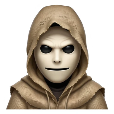 creepy sinister man with burlap sack over head, dark atmosphere, menacing stance sticker