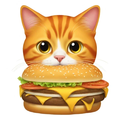 Orange cat eating a cheeseburger sticker