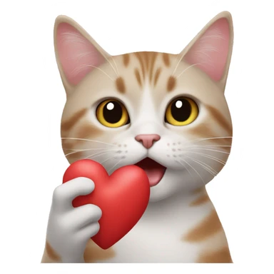 cat blowing kiss heart sticker