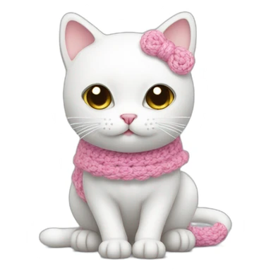 White cat with pink crochet sticker