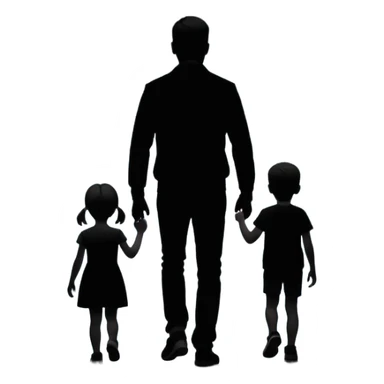 child silhouette walking away from a larger parent silhouette sticker