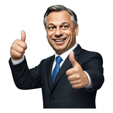 The hungarian president viktor orban realistic portrait give a thumb up sticker