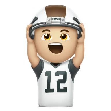 White boy in football  helmet hands up sticker
