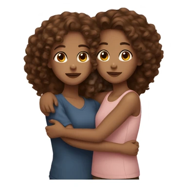 Two sister cuddling with brown curly hair one is light skin and one is dark brown skin  sticker