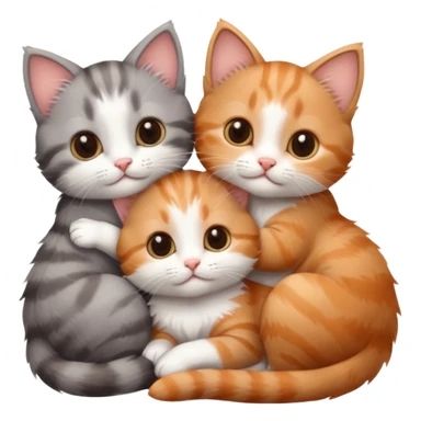 6 tiny kittens cuddling together all different colours, the first one is grey and white, the second is ginger and white and the third is brown tabby and white sticker