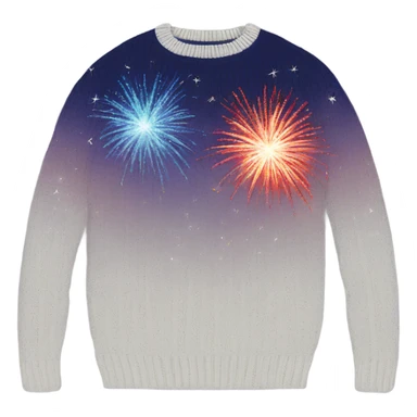 Knit sweater with firework glitter design sticker