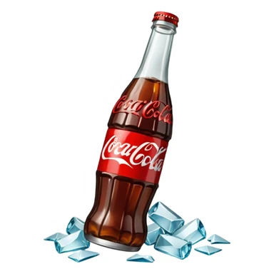 bottle of coca cola broken in the middle glass shards sticker