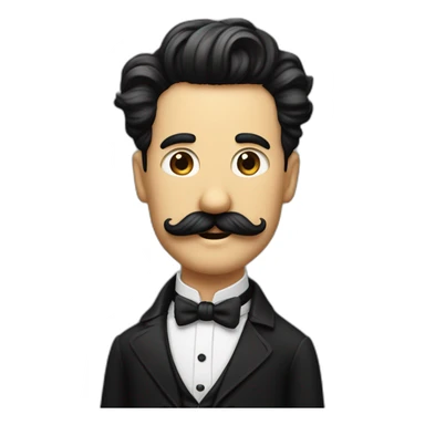 Homme au cheuveux noir avec la moustache de charlie Chaplin et avec des cheuveux plaqué sur le coté sticker
