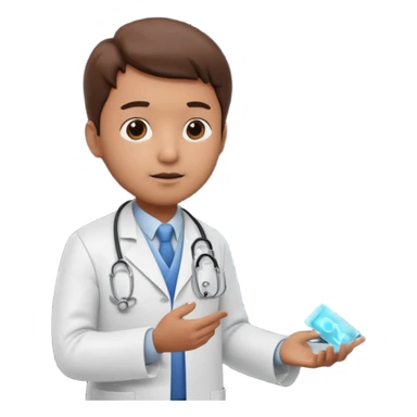 A 3D cartoon doctor examining a lung X-ray on a lightboard, medical room background, Memoji-style realism. sticker