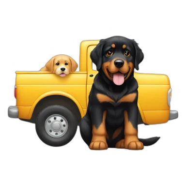 A rottweiller hug A Golden retriever in a truck sticker