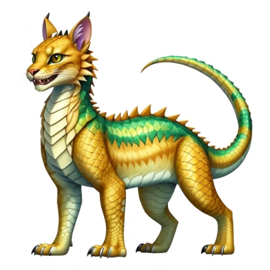 Shiny exotic iridescent Dragon-Tiger-type Lynx-Caracal-Crocodile-Bobcat-Fakémon-creature full body sticker