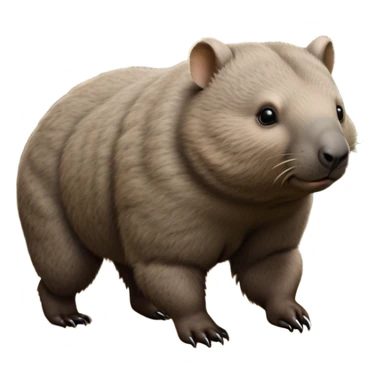 cinematic-stout wombat-realistic-fluffy full-body-waddling-emoji,-stout-muscular-frame-covered-in-coarse-brown-fur,-short-powerful-legs-trotting-determinedly-through-bushland,-round-dark-eyes-filled-with-calm-confidence,-tiny-rounded-ears-twitching-slightly,-strong-digging-claws-visible-on-sturdy-paws,-simplified-yet-realistic-focused-features,-highly-detailed,-glowing-with-a-subtle-earthy-glow sticker