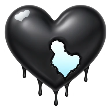 black broken heart oozing black goo sticker