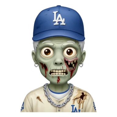 Zombie con gorra de los Dodgers y cadena de plata  sticker