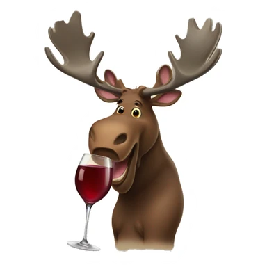 Moose holding wine glass sticker
