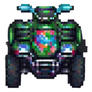 a quad bike, pixel art style sticker