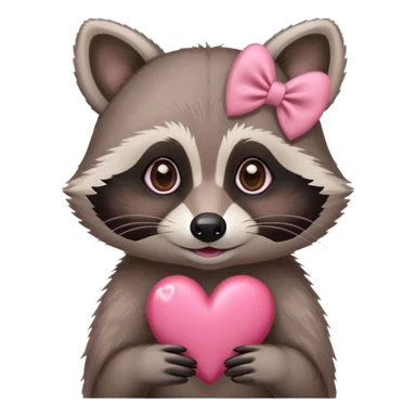 Loving raccoon with heart eyes and pink bow on head  sticker