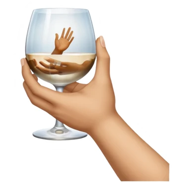 a hand holding a glass, above the glass is painted the creation of Adam sticker