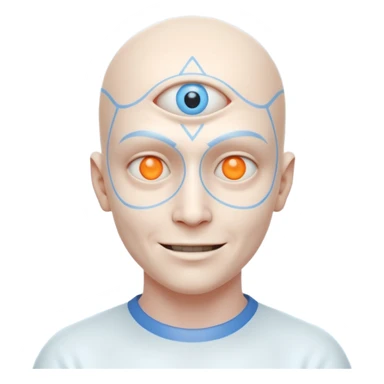 mutant test subject portrait, head and shoulders only, third eye on forehead, pale skin, creepy calm smile, lab experiment style, 3D cartoon, mobile game icon style, clean background, no text, no watermark

 sticker