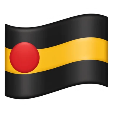 a rectangular flag split horizontally with the top half solid black and the bottom half solid red with a medium-sized yellow circle in the middle sticker