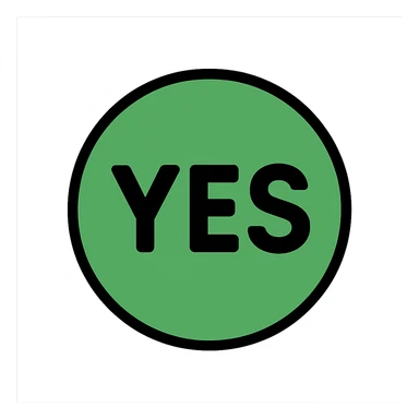 green ball with YES in bold text, outlined color icon style sticker