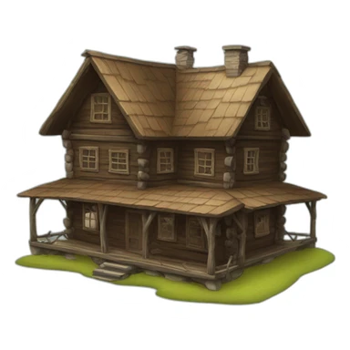 old wooden house sticker