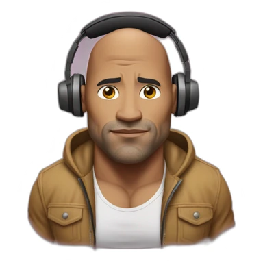 the rock johnson with headphones jacked sticker