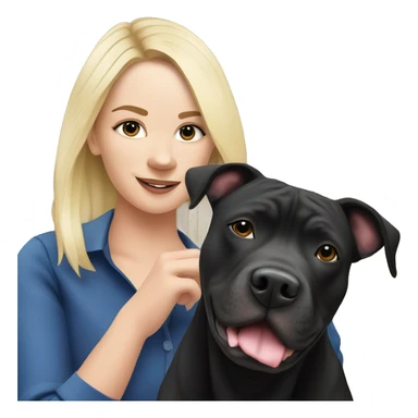 Black Staffordshire bullterrier whit blond owner sticker